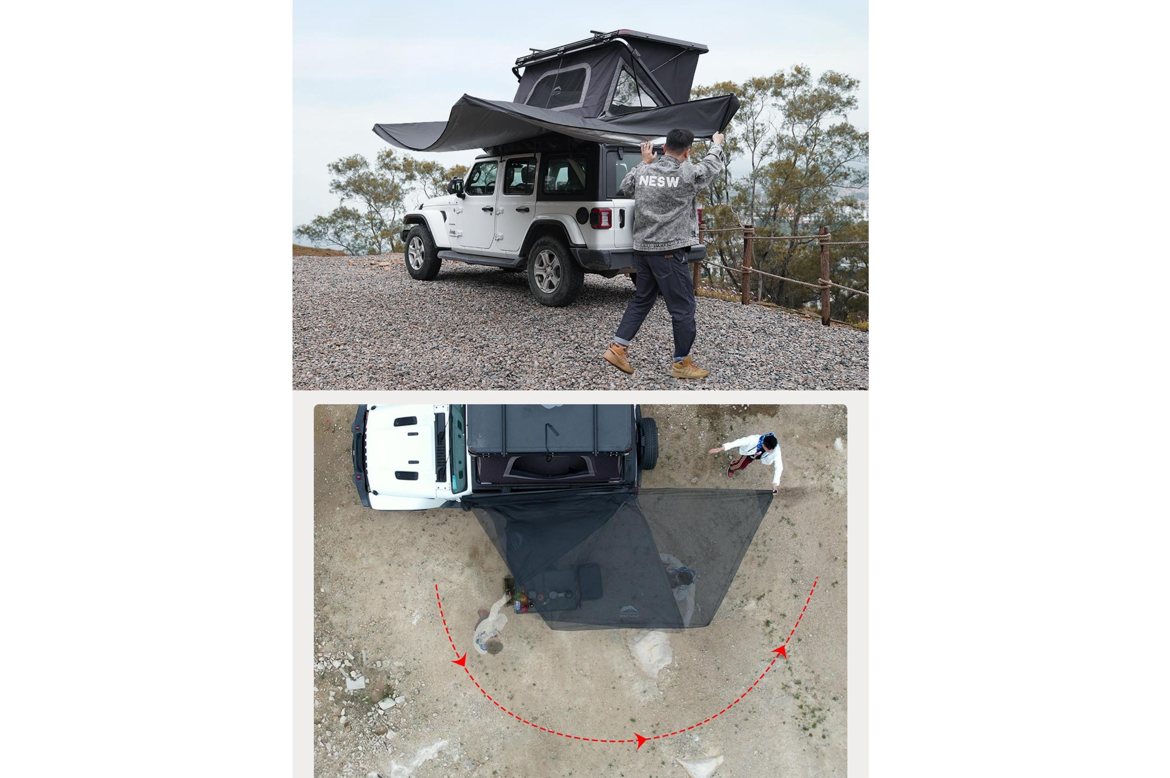 180° Car Awning, Left-Side Mounting