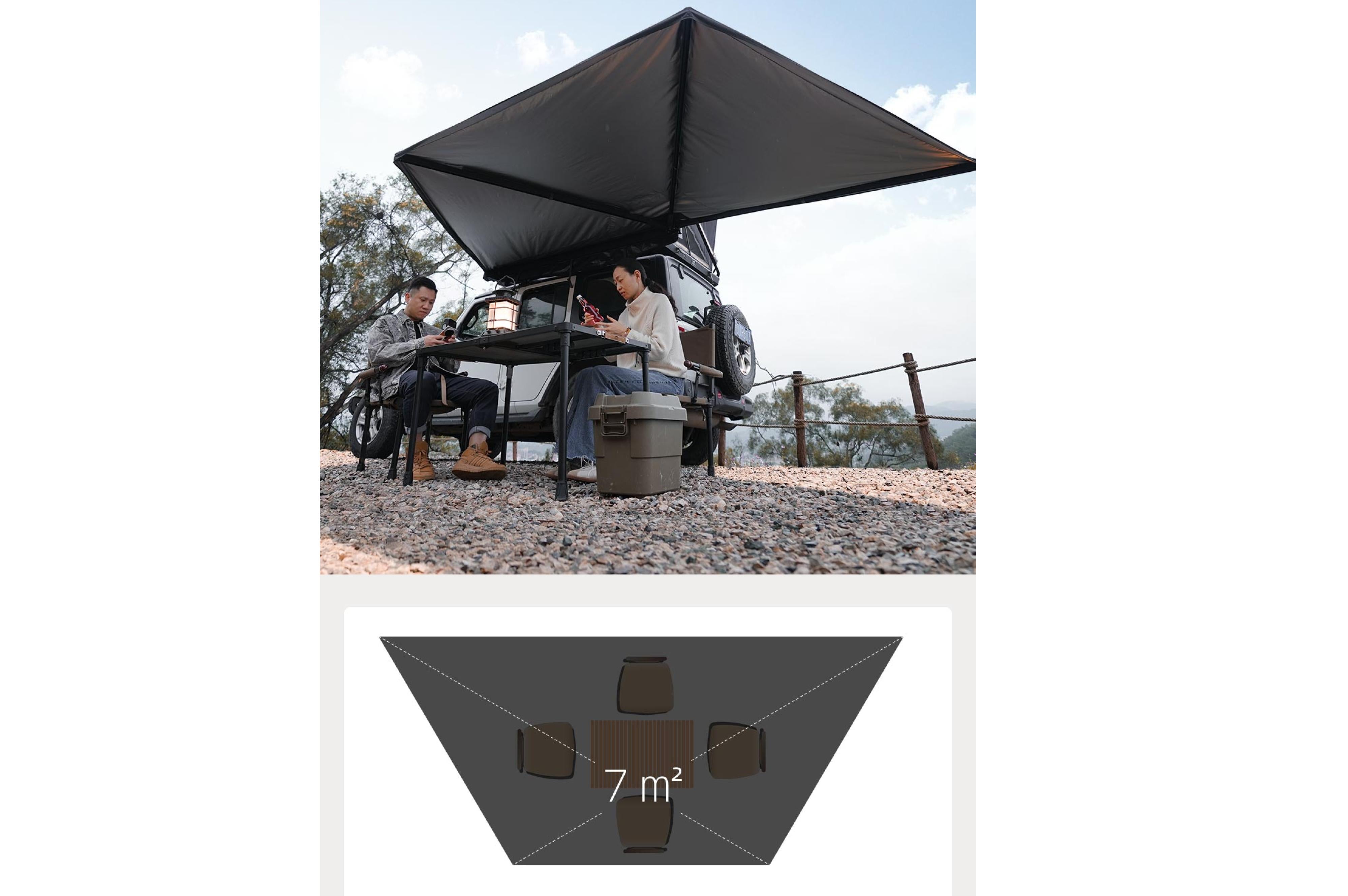 180° Car Awning, Left-Side Mounting